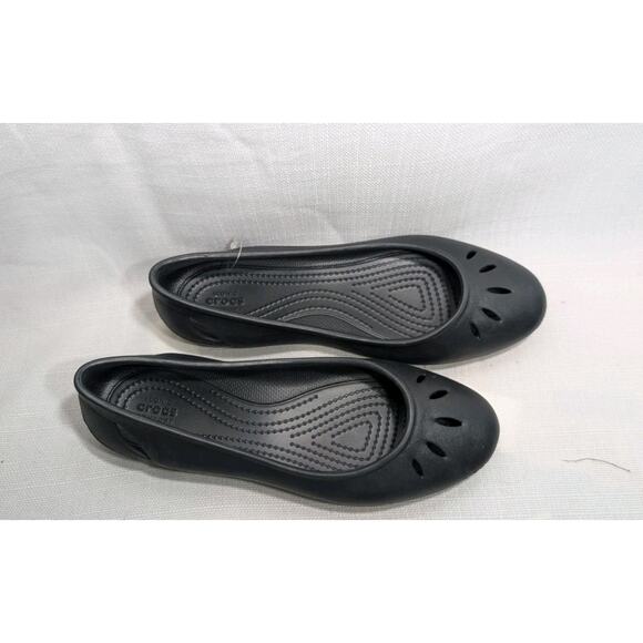 Crocs Kelli Ballet Flats Shoes Womens Sz 8 Black Cut Out Comfort Slip On 203954 - Picture 5 of 8